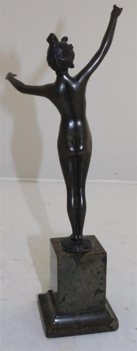 An Art Nouveau bronze figure of a standing female nude, 11in.